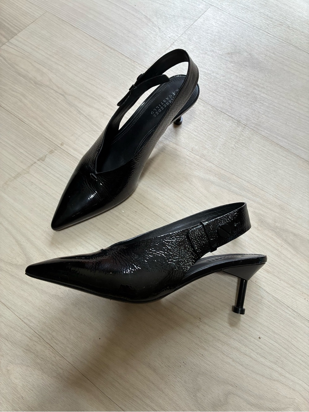 Mercedes Castillo Kinslee Patent Leather Black Pointed Slingback Pump